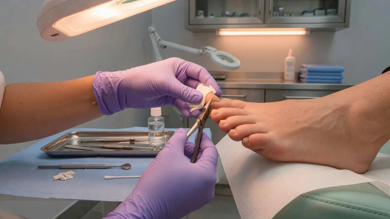 Professional toenail care with sterile podiatry instruments