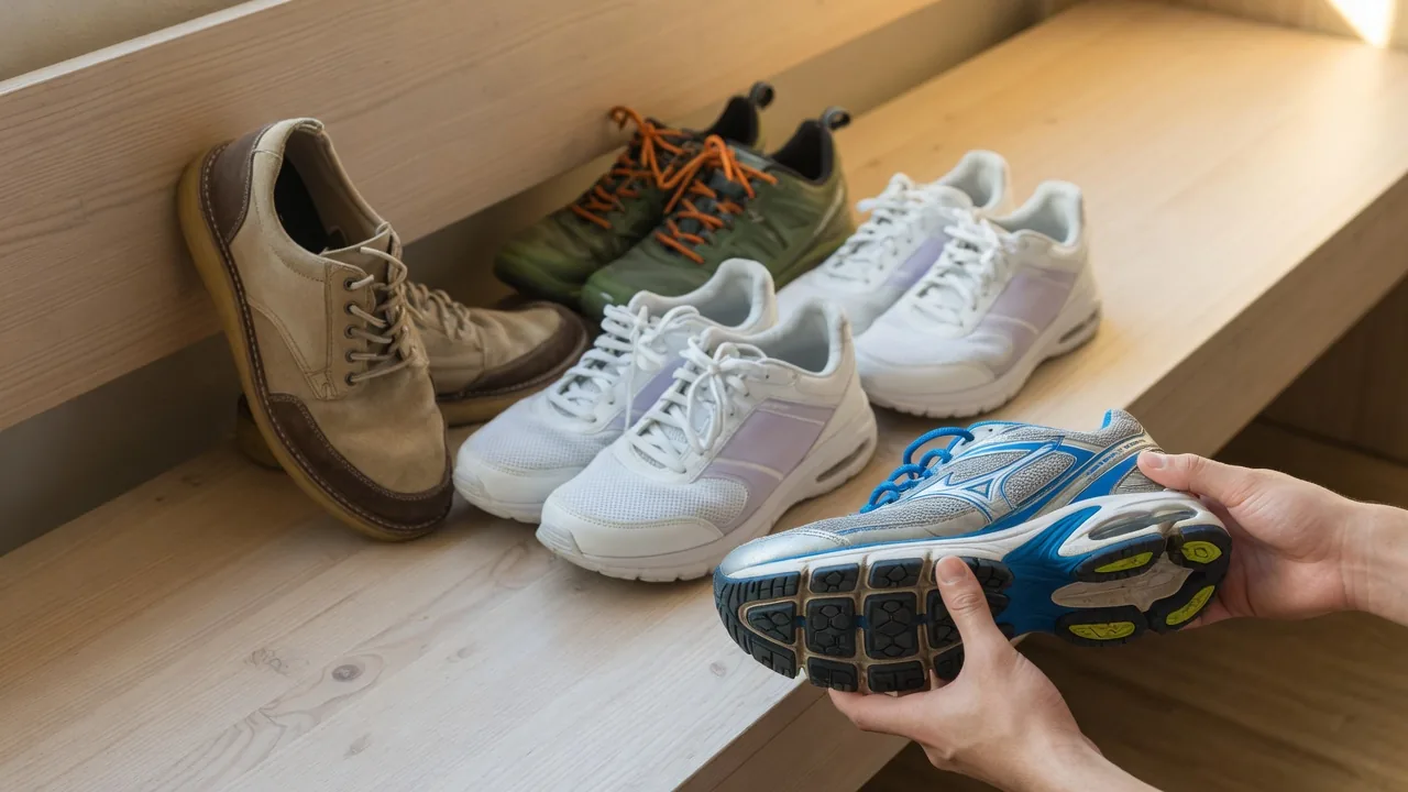 A selection of well-fitted athletic and walking shoes